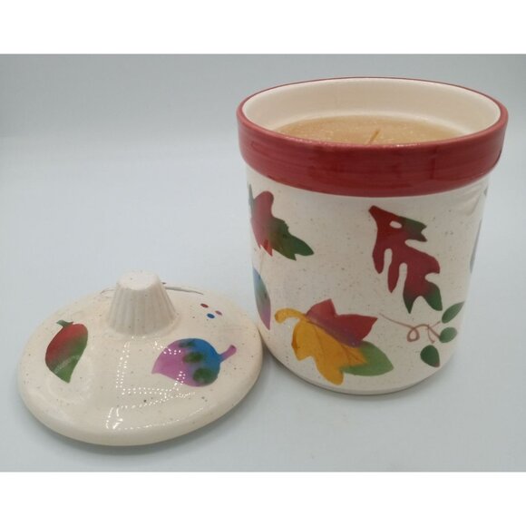 Candle Holder Lidded Hallmark Autumn Leaves Vanilla Jar Y2K Vintage 6 Inches - Picture 7 of 16